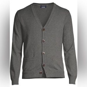 Lands' End Men's Fine Gauge Supima Cotton V-Neck Cardigan Sweater